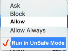 Run in UnSafe Mode